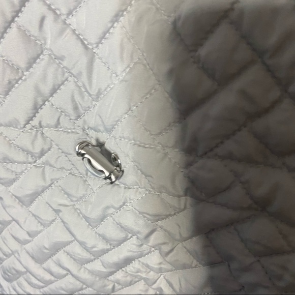 Weatherproof Light Gray Quilted Hooded Jacket L | Zip Front Warm Outerwear - Picture 7 of 13